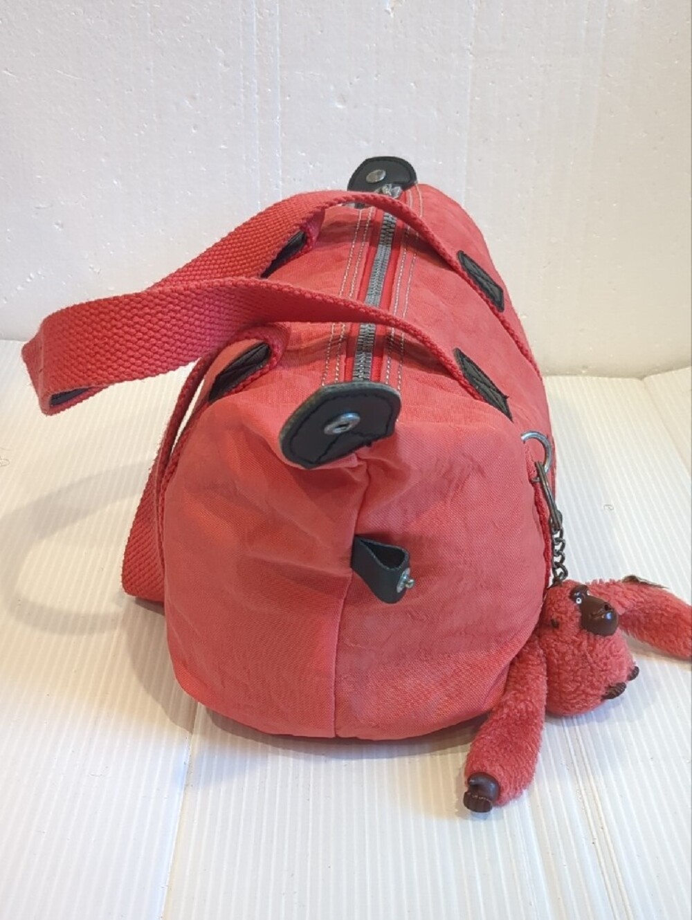 Kipling Bag Coral Pink Mini Duffle with Monkey Charm